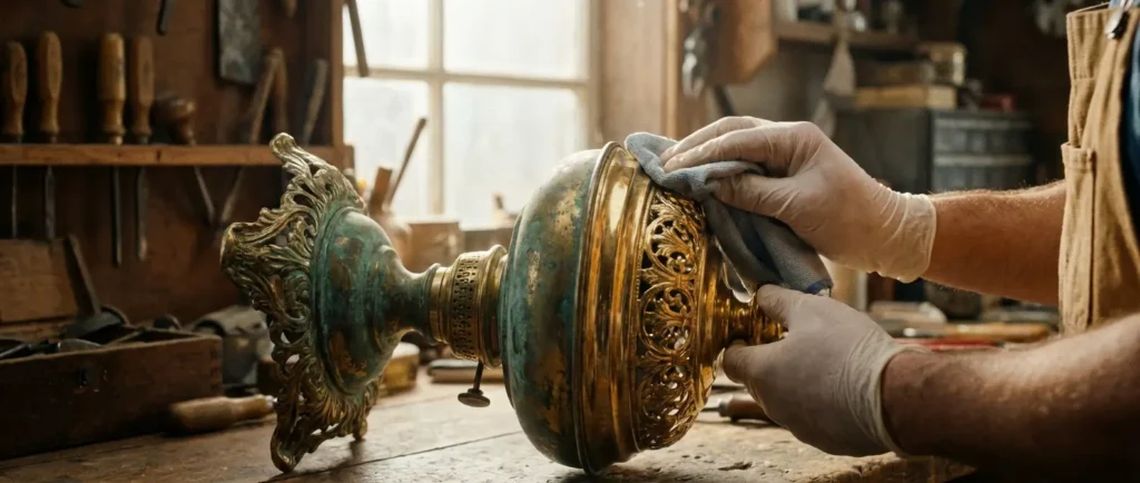 Entretenir le laiton marqué de traces vertes demande de vérifier sa finition et de choisir un geste doux, sans traiter les méthodes comme interchangeables.