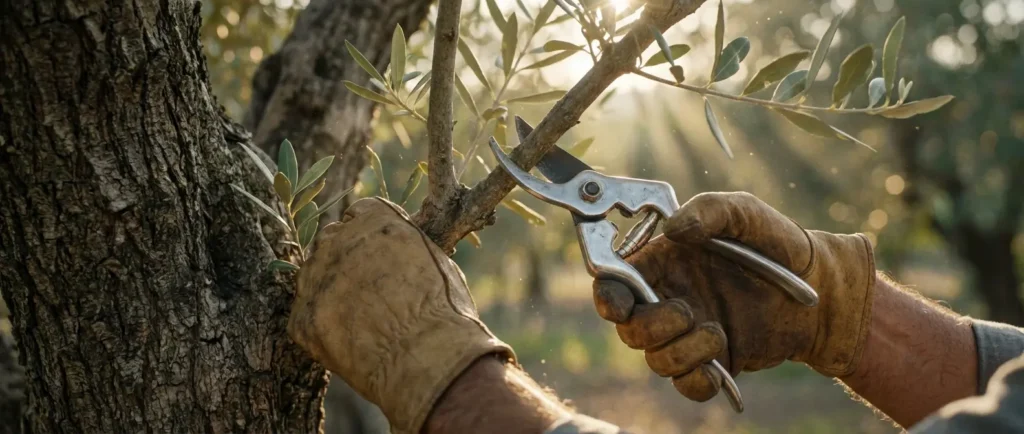 La taille d’un olivier se prépare en fonction du risque de gel et de l’état de l’arbre, sans rabattage automatique ni promesse de récolte.