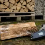 Bois de chauffage à examiner : certaines marques peuvent éveiller un doute sur la mérule, sans permettre de l’identifier à elles seules.