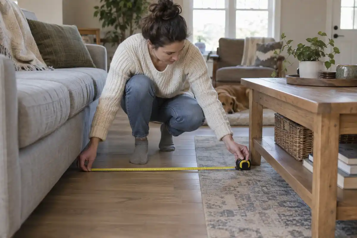 Mesurer l’espace de circulation entre les meubles aide à confronter un rendu aux contraintes réelles avant achat ou travaux.
